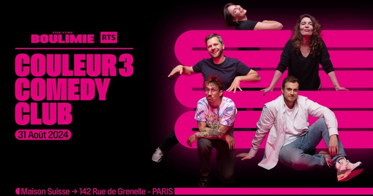 Couleur 3 Comedy Club 2024 à Paris : affiche de la soirée stand-up à la Maison Suisse